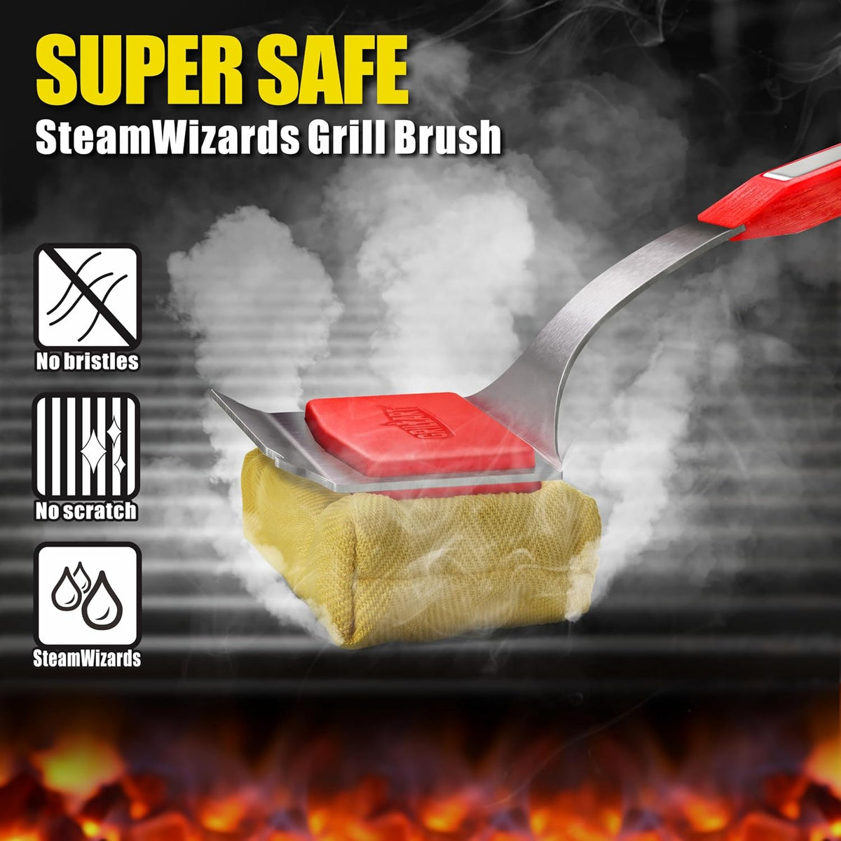 wave-shaped foam groove that wraps 360° around round, square, or rectangular grill bars