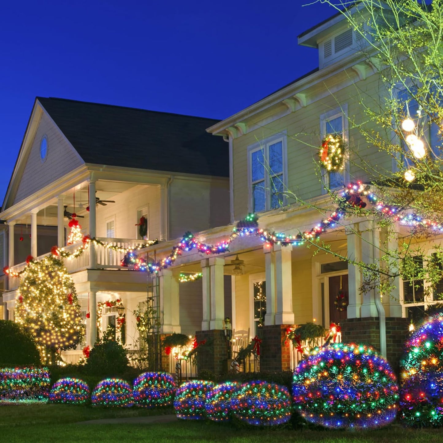 WBao Solar Holiday Net Lights – Commercial Grade Outdoor Christmas Lights for Storefronts and Restaurant Patios