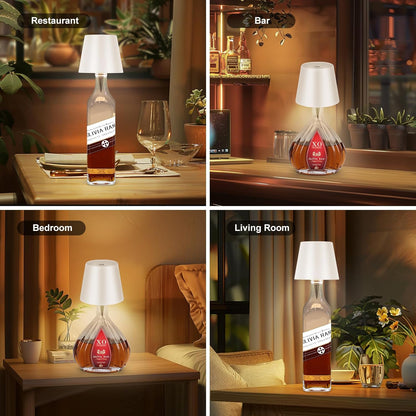 Weather-Friendly Cordless Bottle Lamp for Garden Party Tables, Dimmable Ambiance