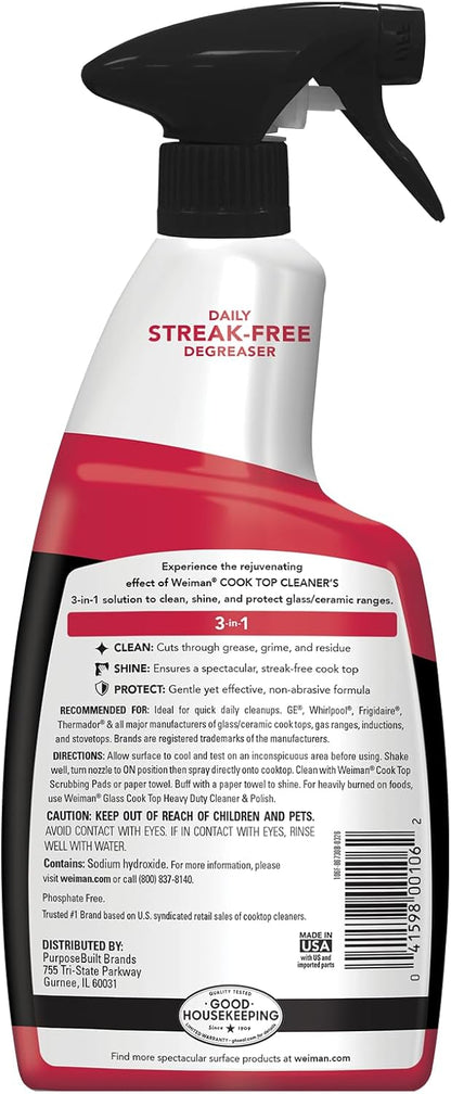 Weiman 2-Pack Cooktop Cleaner with Microfiber – One-Product Multi-Surface Routine for Simple, Renter-Friendly Kitchens