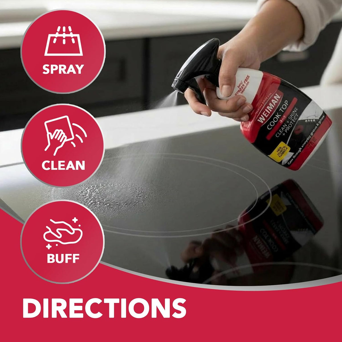 Weiman 2-Pack Cooktop Cleaner with Microfiber – One-Product Multi-Surface Routine for Simple, Renter-Friendly Kitchens