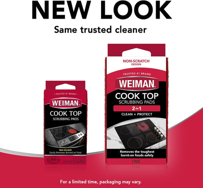 Weiman Cook Top Scrubbing Pads – Safe Cooktop Maintenance for Households With Kids, Low Odor Formula