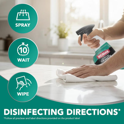 Weiman Disinfectant Countertop Spray with Polishing Cloth – Polished Housewarming Present for Luxury Home Buyers