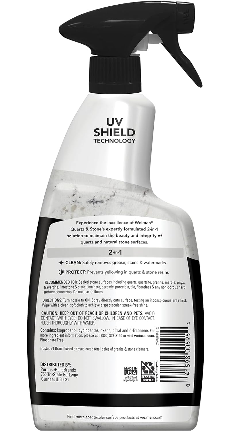 Weiman Quartz Countertop Cleaner and Polish — Restores Gloss on Quartz and Granite for Picture-Perfect Countertops