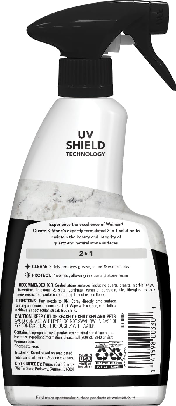 Weiman Quartz Countertop Cleaner and Polish Surface-Safe Daily Cleaner for Quartz Counters, No Fumes or Acid Etching Risk
