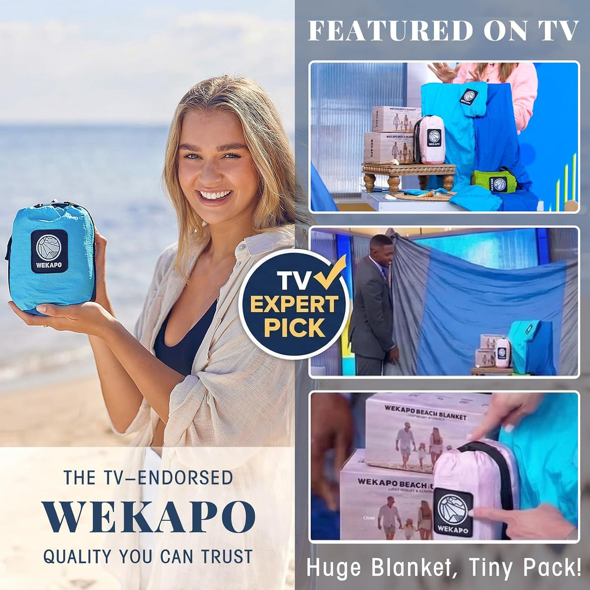 WEKAPO Oversized Beach Blanket – Holiday Gift Idea for Couples and Families Who Love the Outdoors