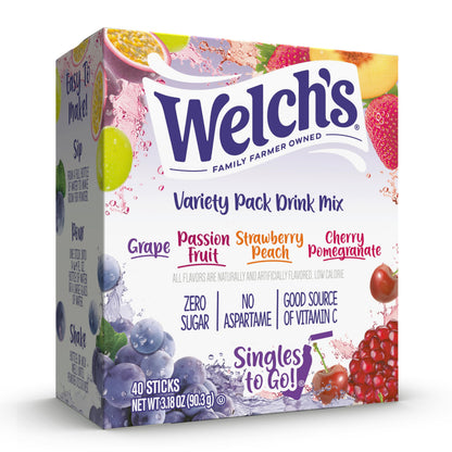 Welch's Singles To Go Powdered Drink Mix - Single Serve Flavored Water Sticks to Replace Soda at the Workstation