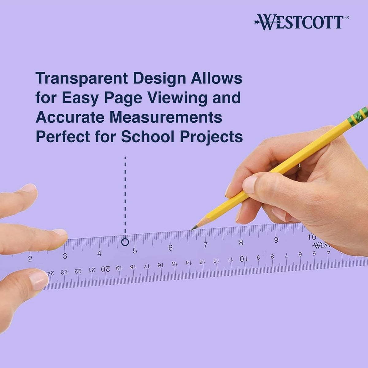 Westcott Transparent 12-Inch Ruler – Sleek Measuring Tool for Modern Home Offices