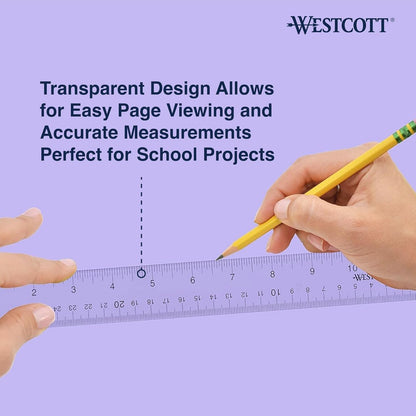 Westcott Transparent 12-Inch Ruler – Sleek Measuring Tool for Modern Home Offices