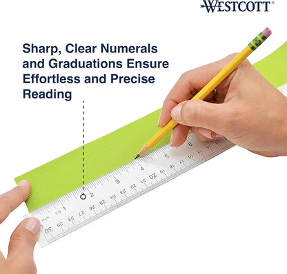 Westcott Transparent 12-Inch Ruler – Sleek Measuring Tool for Modern Home Offices