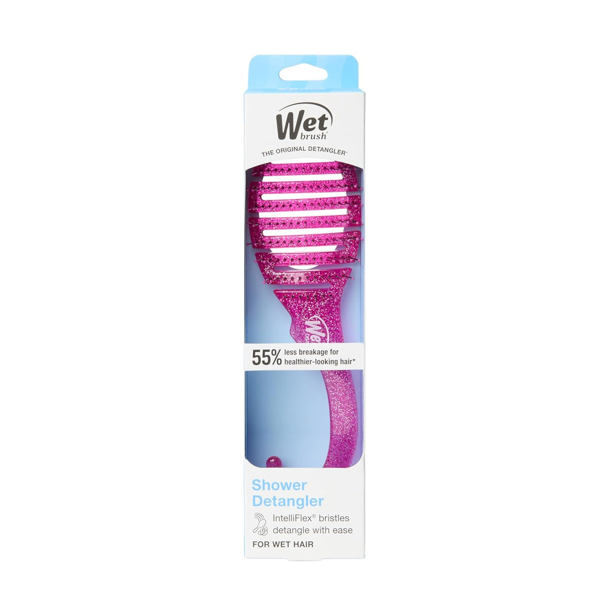Wet Brush Detangler Shower Brush – Less-Is-More Hair Care Essential, Rinses Clean and Hangs Neatly in the Shower