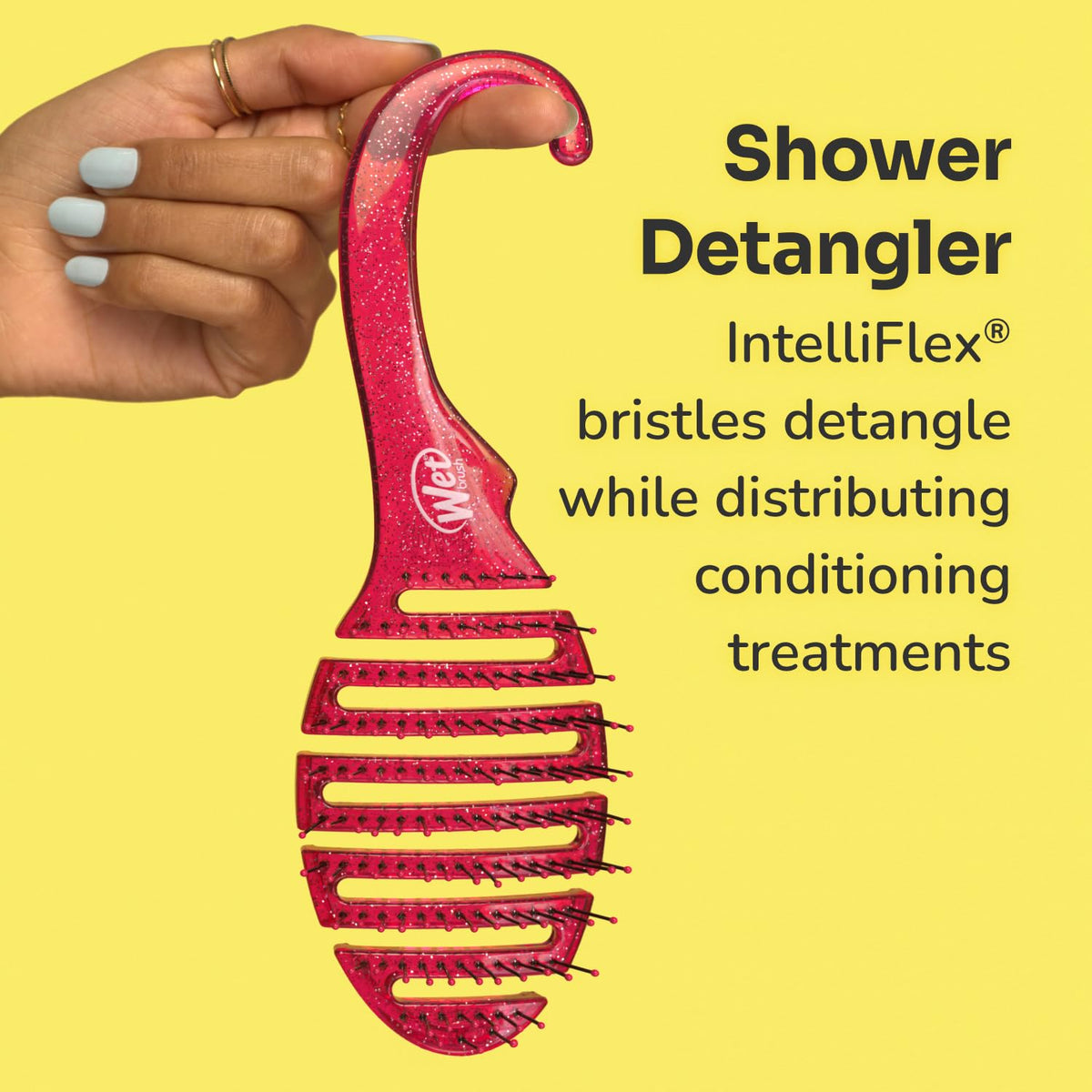Wet Brush Detangler Shower Brush – Less-Is-More Hair Care Essential, Rinses Clean and Hangs Neatly in the Shower