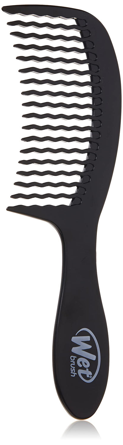 Wet Brush Detangling Comb, Black - Wide Tooth Hair Detangler with WaveTooth Design that Gently and Glides Through Tangles - Brush Throough Conditioner and Hair Masks - Gentle On Scalp and Pain-Free