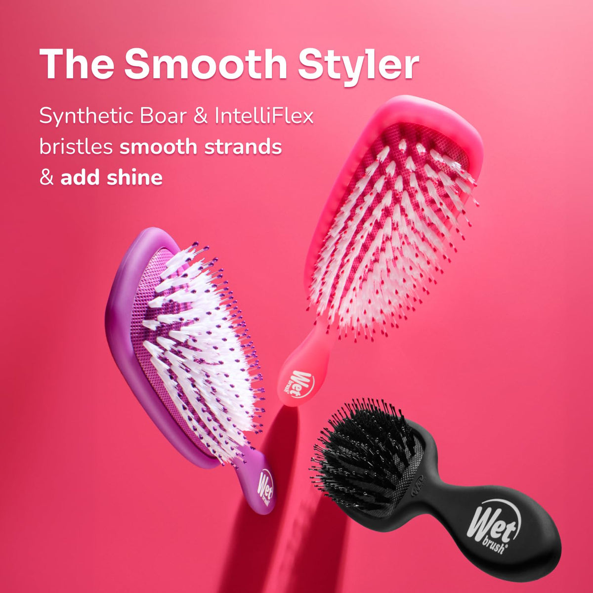 Wet Brush Smooth Styler Neutral Black Frost Brush, Understated Hair Tool for Minimalist Vanities and Simple Routines