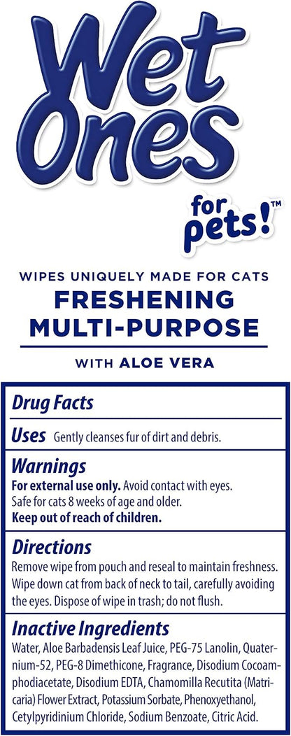 Wet Ones for Cats Freshening Wipes, Practical Housewarming Present for Multi-Cat Households, 3-Pack Bundle