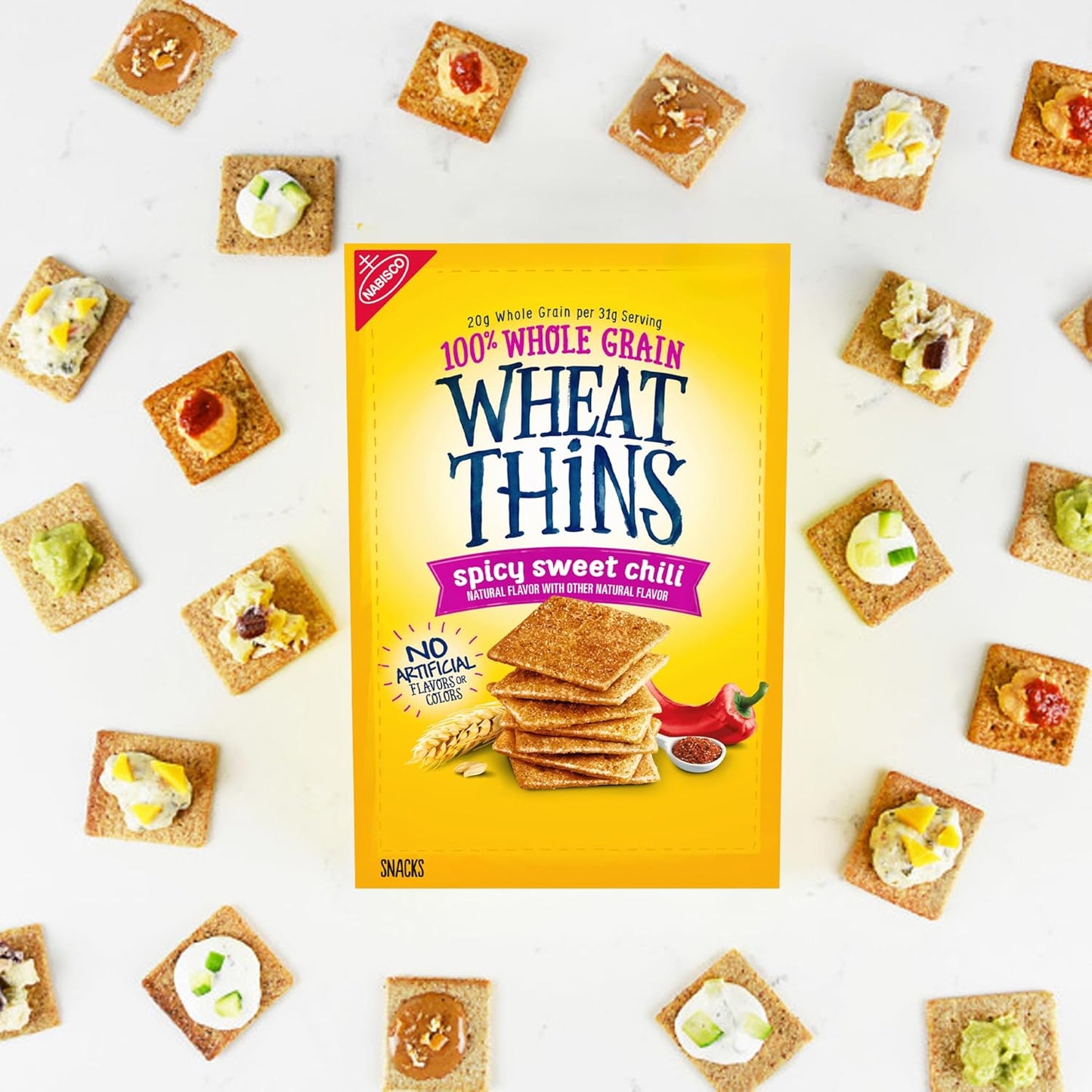 Wheat Thins Spicy Sweet Chili Crackers – Wholesome Spicy-Sweet Crunch for Family Movie Night and Balanced Lifestyle Pantry, 8.5 oz