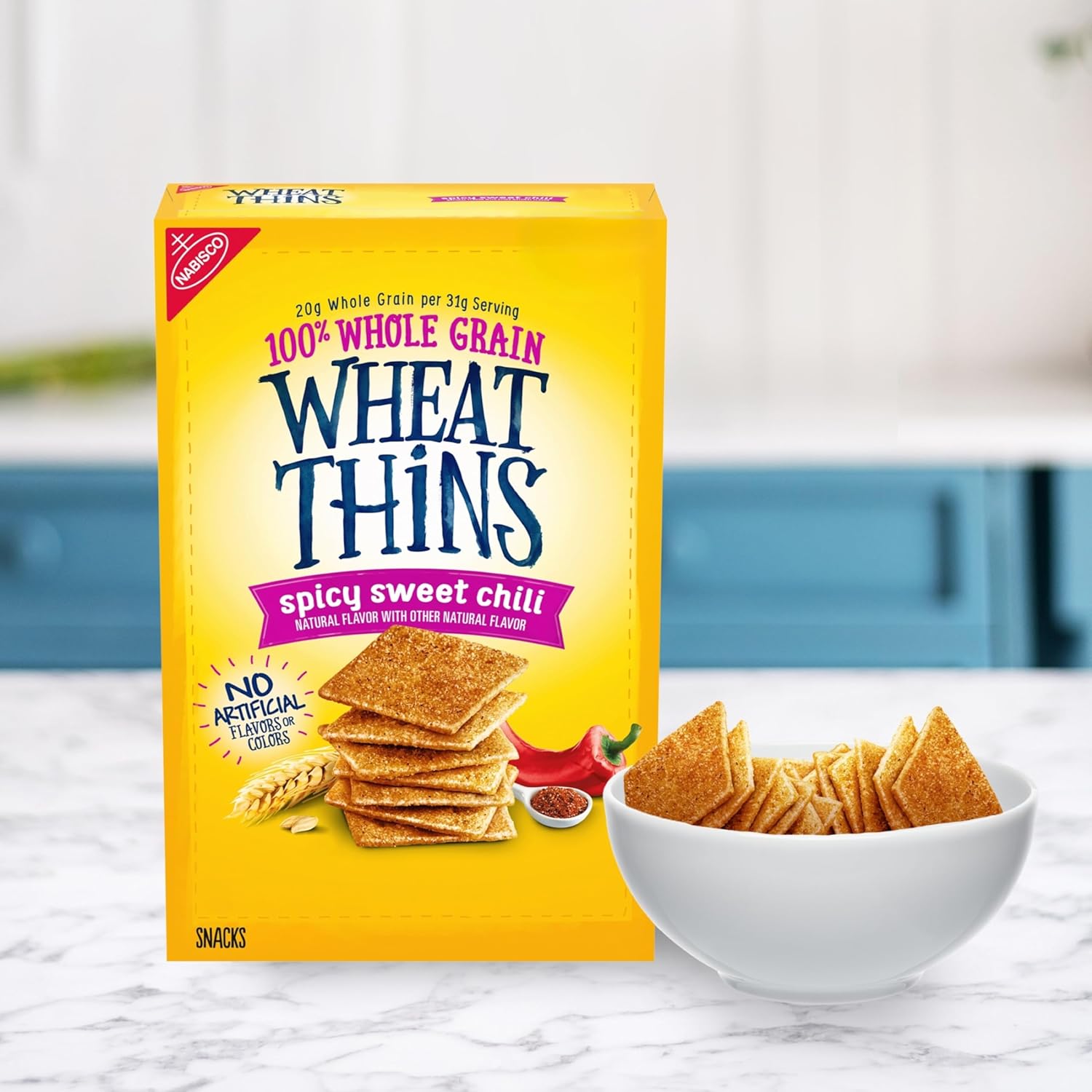 Wheat Thins Spicy Sweet Chili Crackers – Wholesome Spicy-Sweet Crunch for Family Movie Night and Balanced Lifestyle Pantry, 8.5 oz