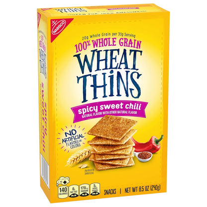 Wheat Thins Spicy Sweet Chili Crackers – Wholesome Spicy-Sweet Crunch for Family Movie Night and Balanced Lifestyle Pantry, 8.5 oz