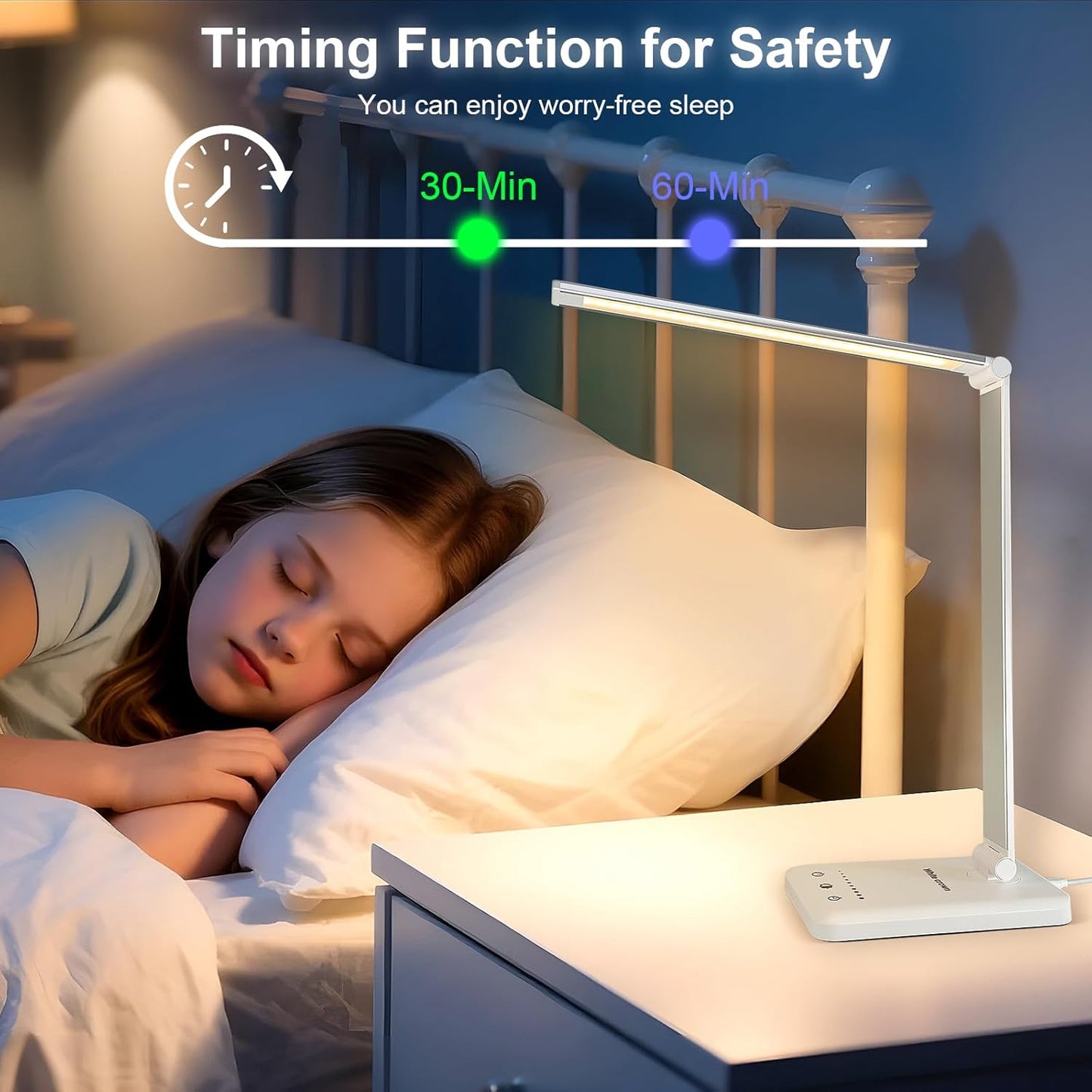White crown Rechargeable Reading Light with 5 Color Temperatures – Cozy Atmosphere for Self-Care Rituals