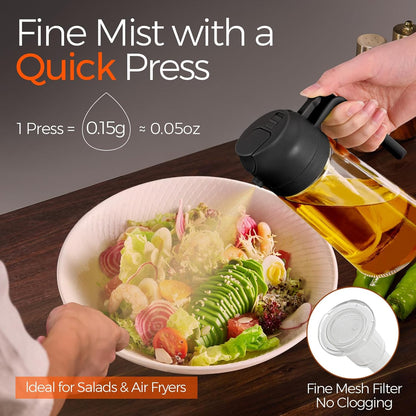 wide-neck refill opening to reduce spills when adding oil