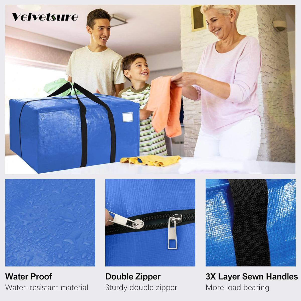 wide reinforced webbing handles to reduce hand stress
