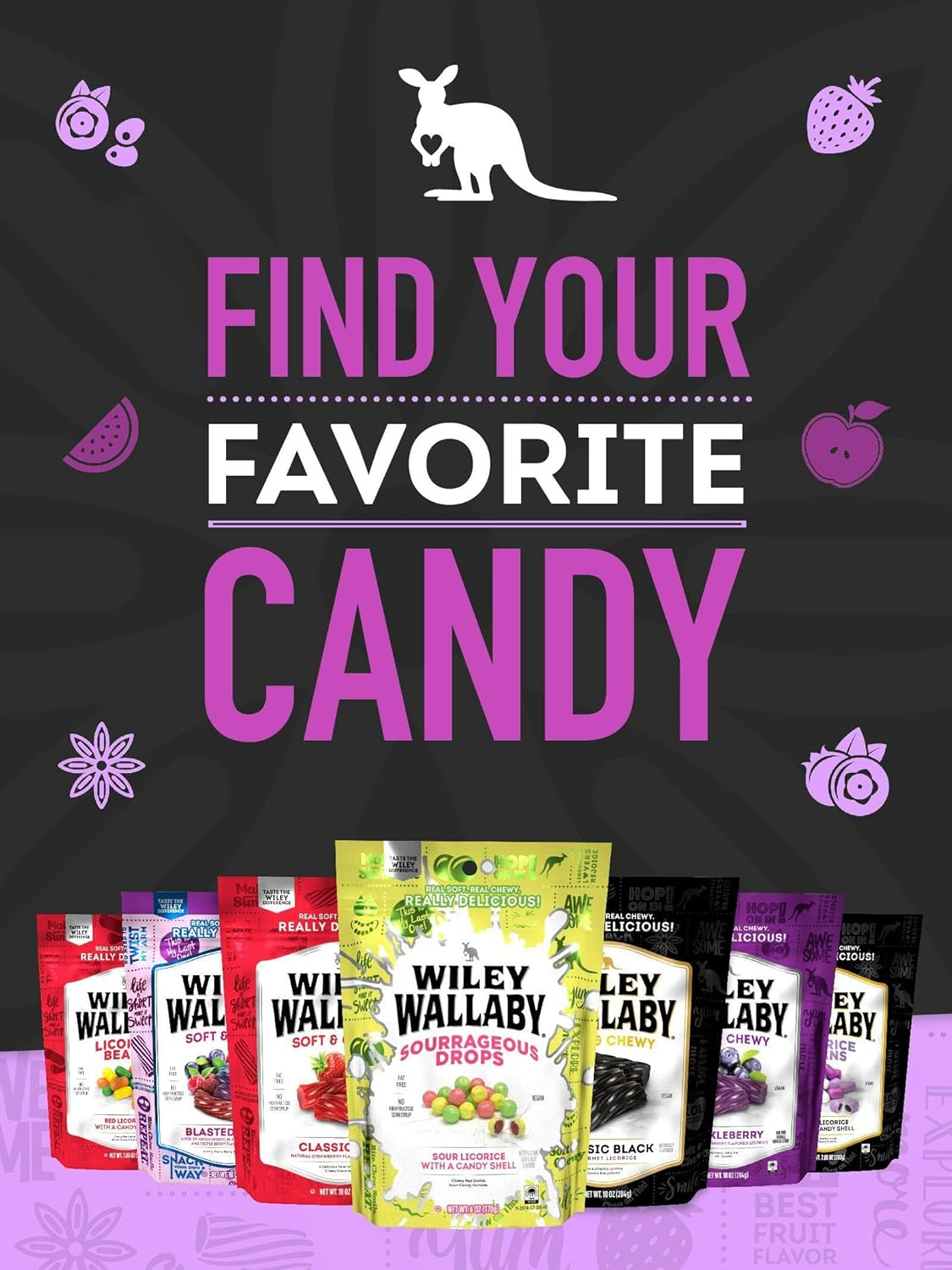 Wiley Wallaby Classic Licorice – Curated Holiday Gift Basket Add-In, Kosher Candy 7.05 oz