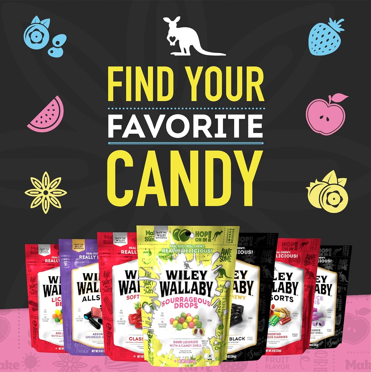 Wiley Wallaby Gourmet Allsorts Licorice Mix – Impressive Thank You Gift and Get Well Soon Care Package Candy