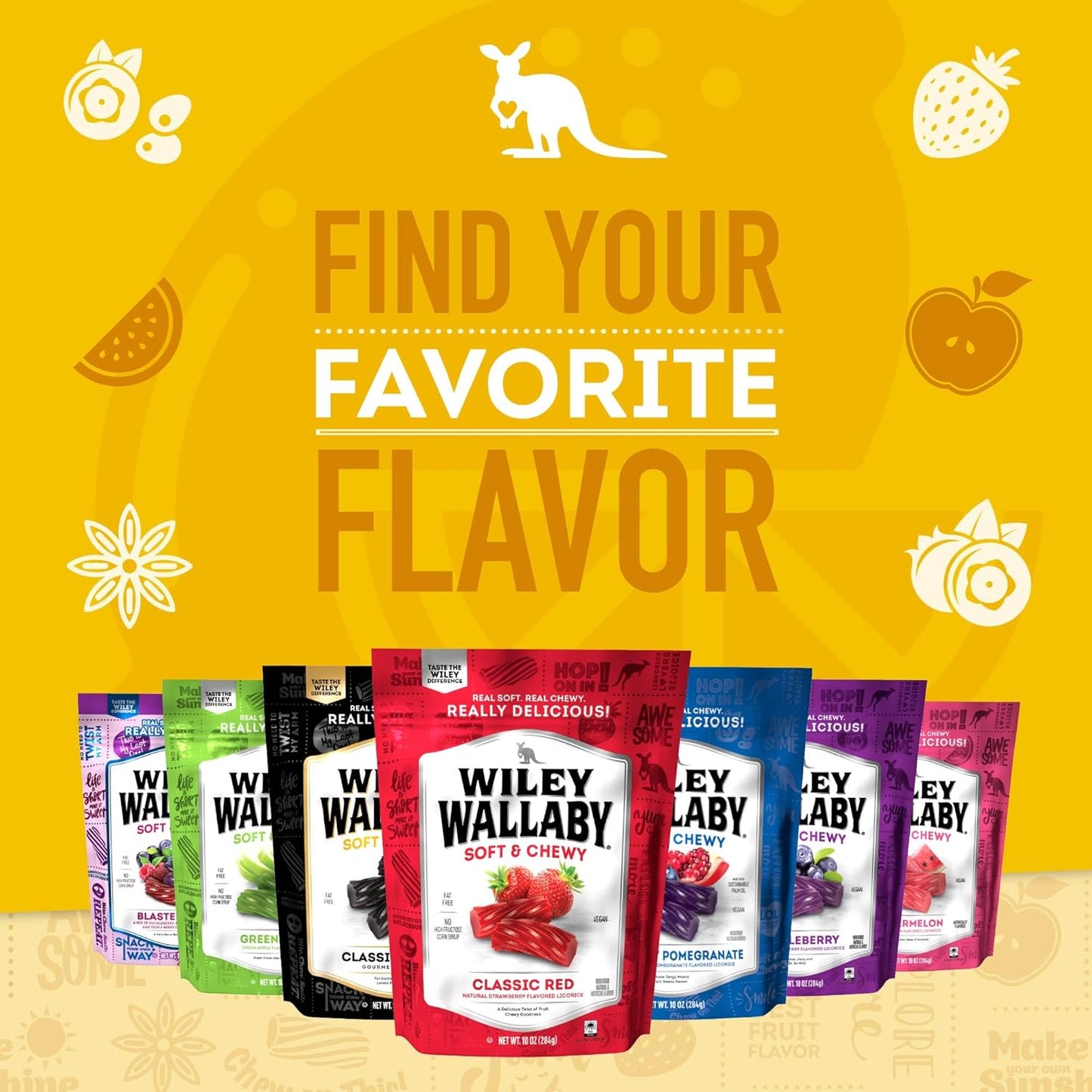 Wiley Wallaby Licorice – Kid-Safe Lemonade Candy Pouch for Backpacks, Sports Practice, and Snacks