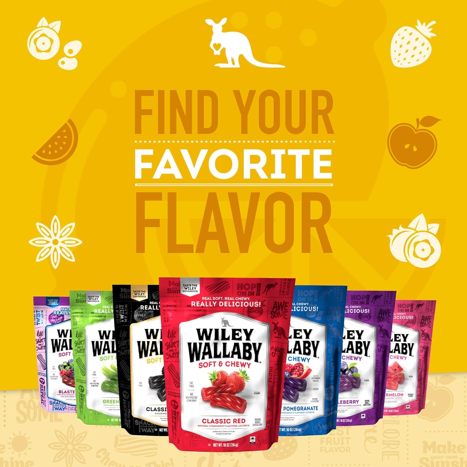 Wiley Wallaby Licorice – Kid-Safe Lemonade Candy Pouch for Backpacks, Sports Practice, and Snacks