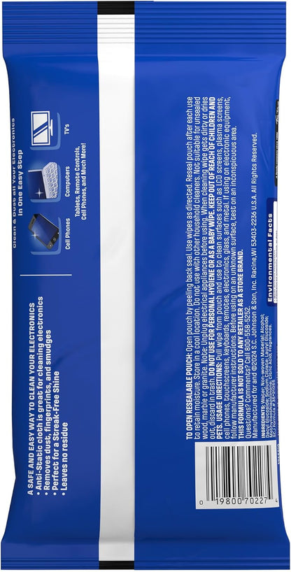 Windex Electronic Cleaning Wipes – Nursery and Playroom Friendly, Streak-Free Wipes for Family Screens