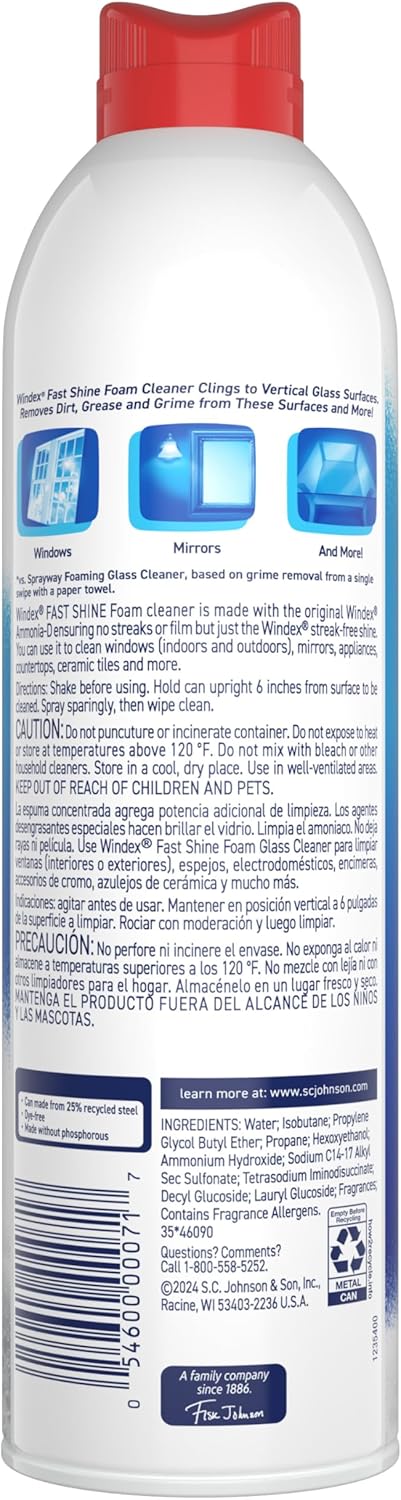 Windex Fast Shine Foam Glass Cleaner – Practical Holiday Gift for the Hostess Who Keeps Every Mirror Spotless