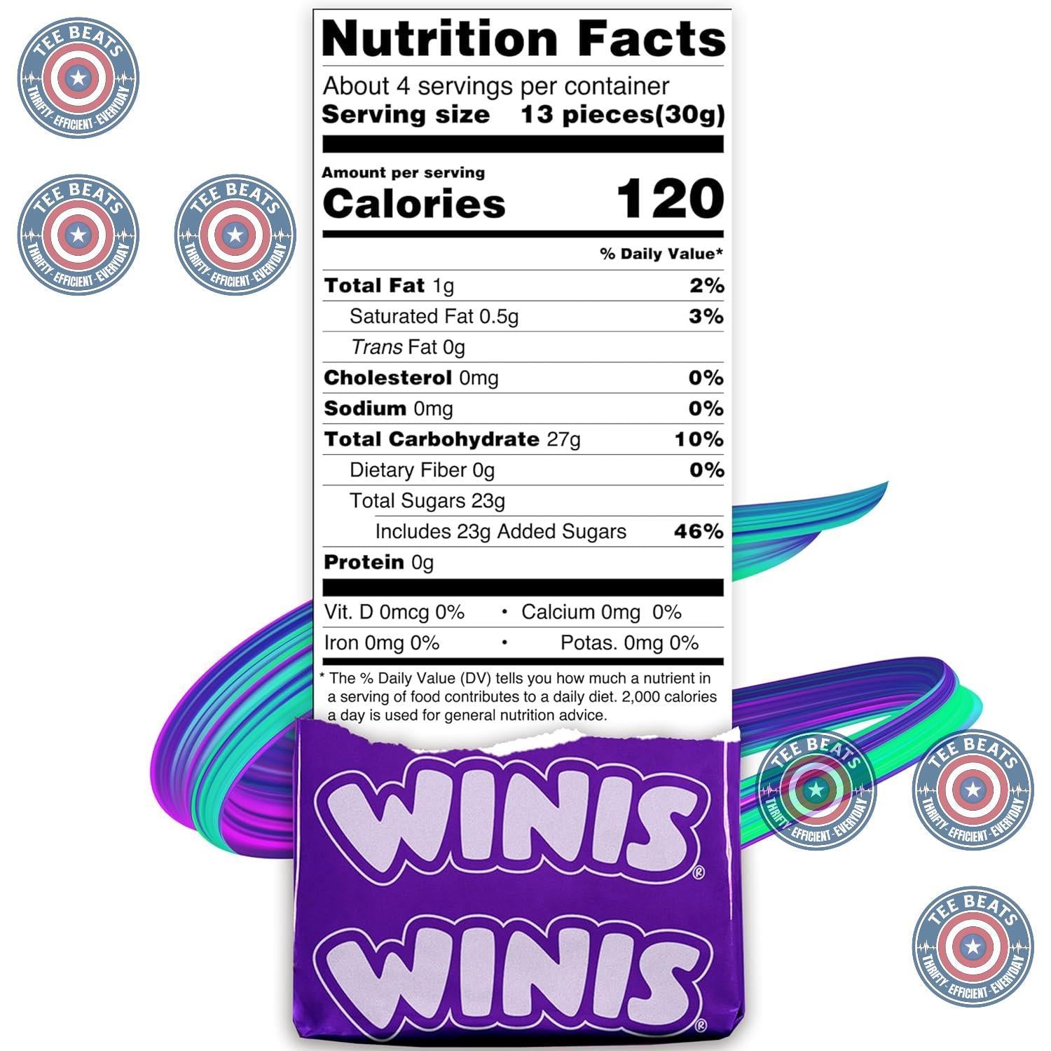 Winis Assorted Chewy Taffy Pack – Hygienic Individually Wrapped Allergy Friendly Candy for Office Break Rooms and Shared Candy Dishes, 50 Count