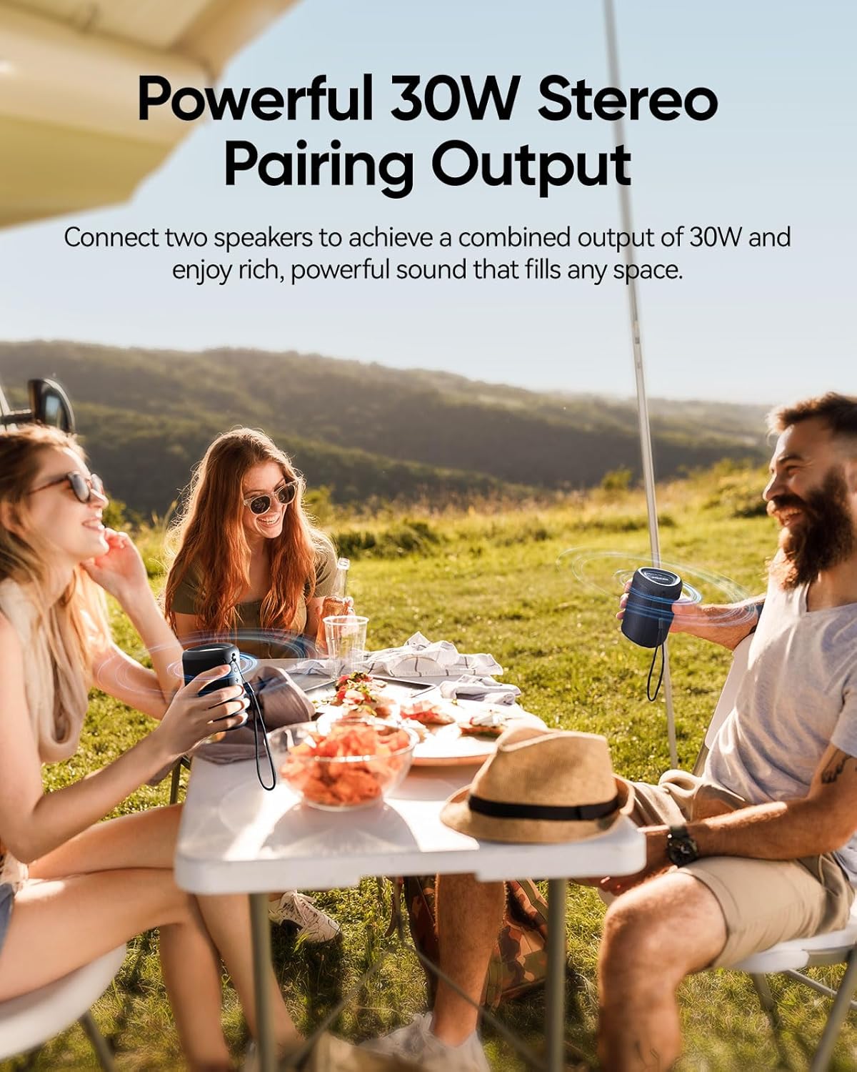 Wireless Bluetooth Speaker for Poolside and Bonfire Nights – HD Sound, Beat-Syncing LED Lights, 15W Power