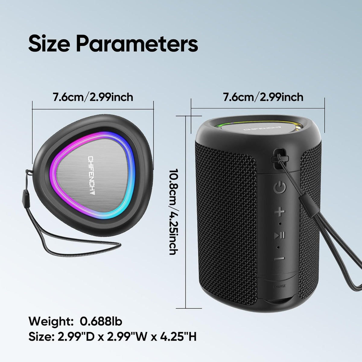 Wireless Bluetooth Speaker for Poolside and Bonfire Nights – HD Sound, Beat-Syncing LED Lights, 15W Power