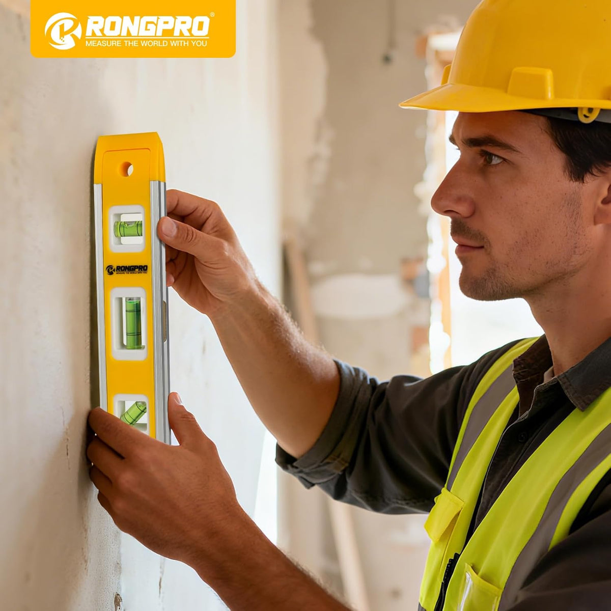 WORKPRO Compact Torpedo Level with Top Read Window – Accurate Overhead Reading Without Crouching Under Heavy Loads