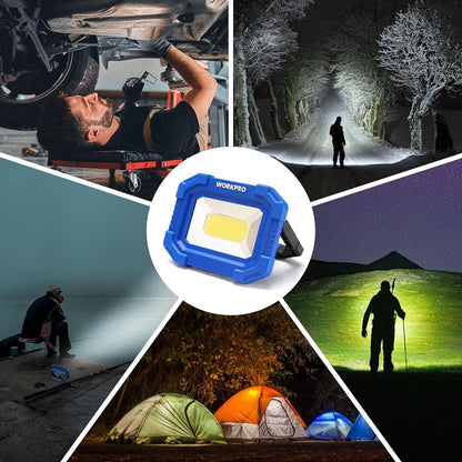 WORKPRO Magnetic LED Floodlight for Camping, Fishing and Backyard Projects – 2000LM, 2 Pack