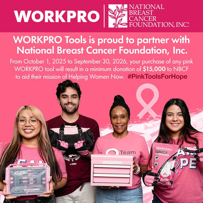 WORKPRO Pink Ribbon Hammer with Rust-Resistant Coated Head – Clean, Reliable Strikes in Workshop and Garage