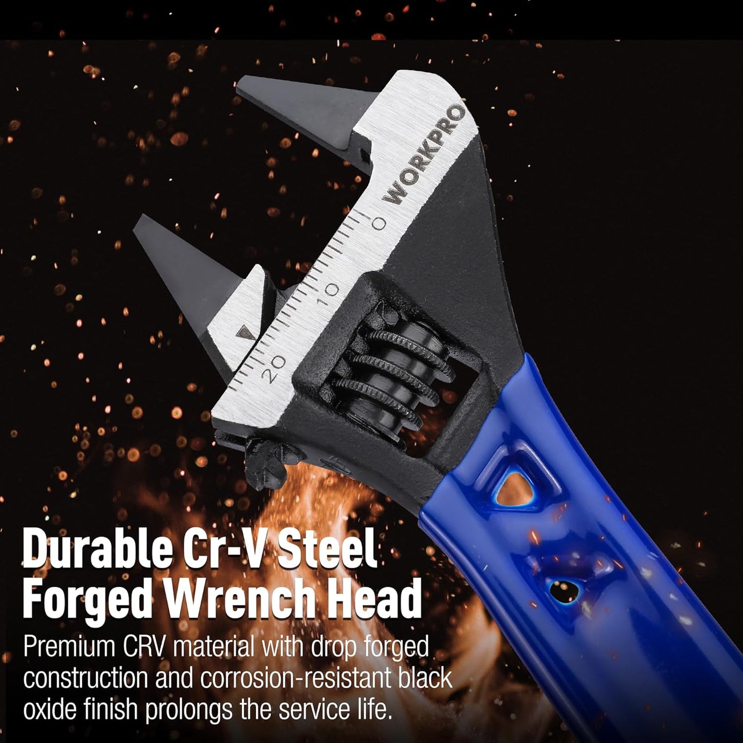 WORKPRO Stubby Cr-V Adjustable Wrench – Precision Tightening Tool for Electronics Workbenches and Bicycle Repair Stands