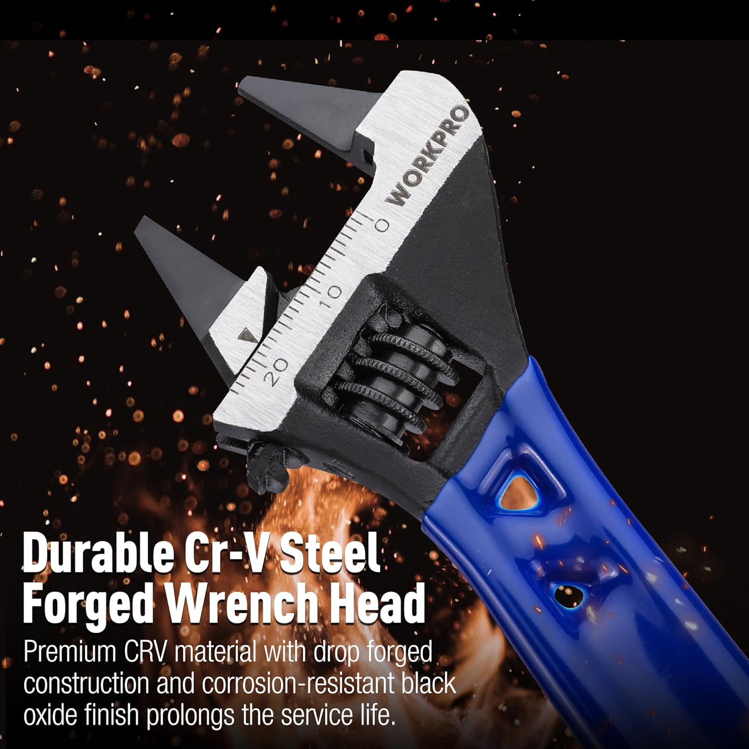 WORKPRO Stubby Cr-V Adjustable Wrench – Precision Tightening Tool for Electronics Workbenches and Bicycle Repair Stands