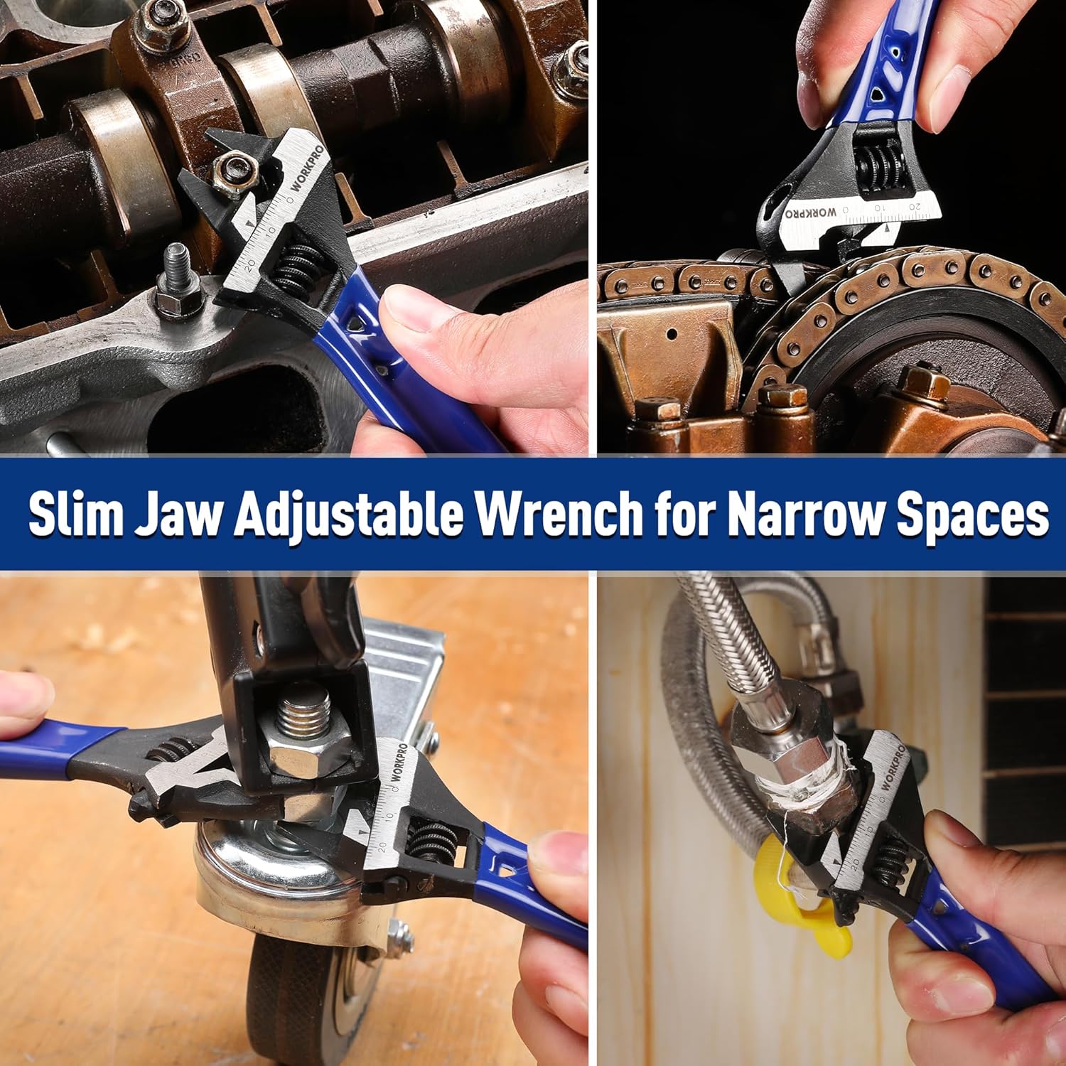 WORKPRO Stubby Cr-V Adjustable Wrench – Precision Tightening Tool for Electronics Workbenches and Bicycle Repair Stands