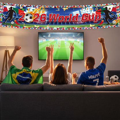 World Cup 2026 World Map Trophy Wall Hanging – Family Friendly Game Room Decor for Kids and Parents