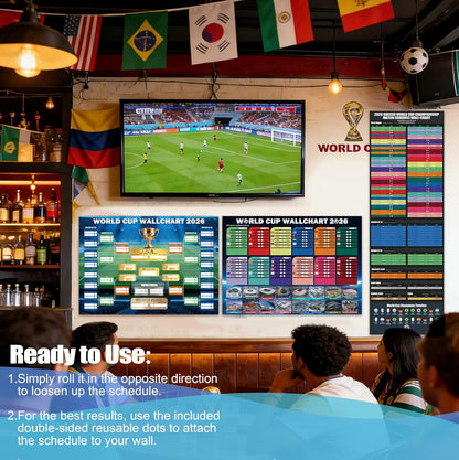 World Cup Wall Chart 2026 PVC Bundle – Break Room Wall Display for Office Prediction Pool Coordinators