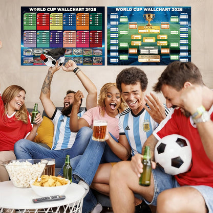 World Cup Wall Chart 2026 PVC Bundle – Break Room Wall Display for Office Prediction Pool Coordinators