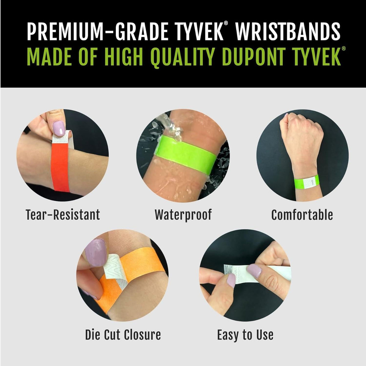 WristCo USA-Made Tyvek Wristbands – Portable Identification Bands for Field Events