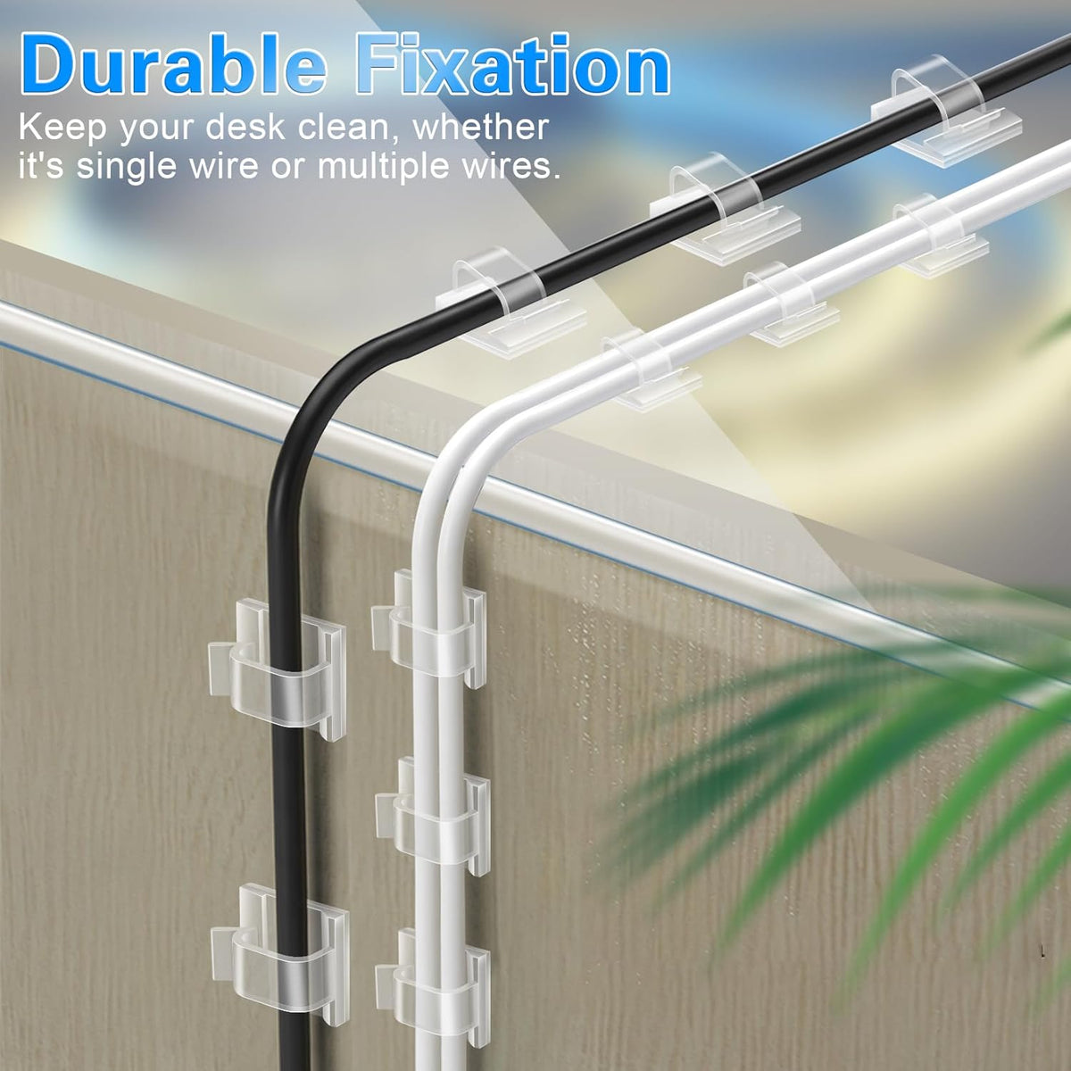 XHF Adhesive Cord Clips for Bedroom and Nursery, Secure Cable Management Away from Floor Tripping