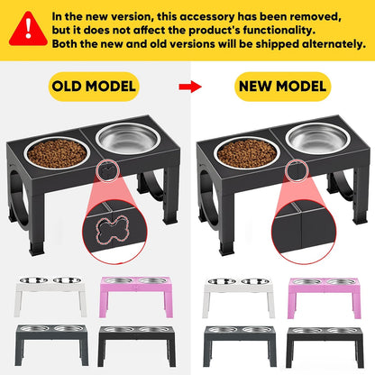 XIAZ Elevated Dog Bowls – Clean Line Raised Feeding Station in Neutral Tones, Adjustable 9 to 14 Inch Minimalist Pet Stand
