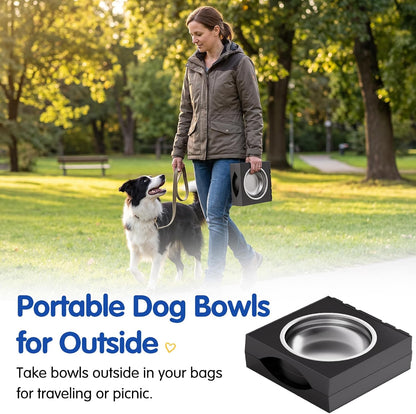 XIAZ Elevated Dog Bowls – Clean Line Raised Feeding Station in Neutral Tones, Adjustable 9 to 14 Inch Minimalist Pet Stand