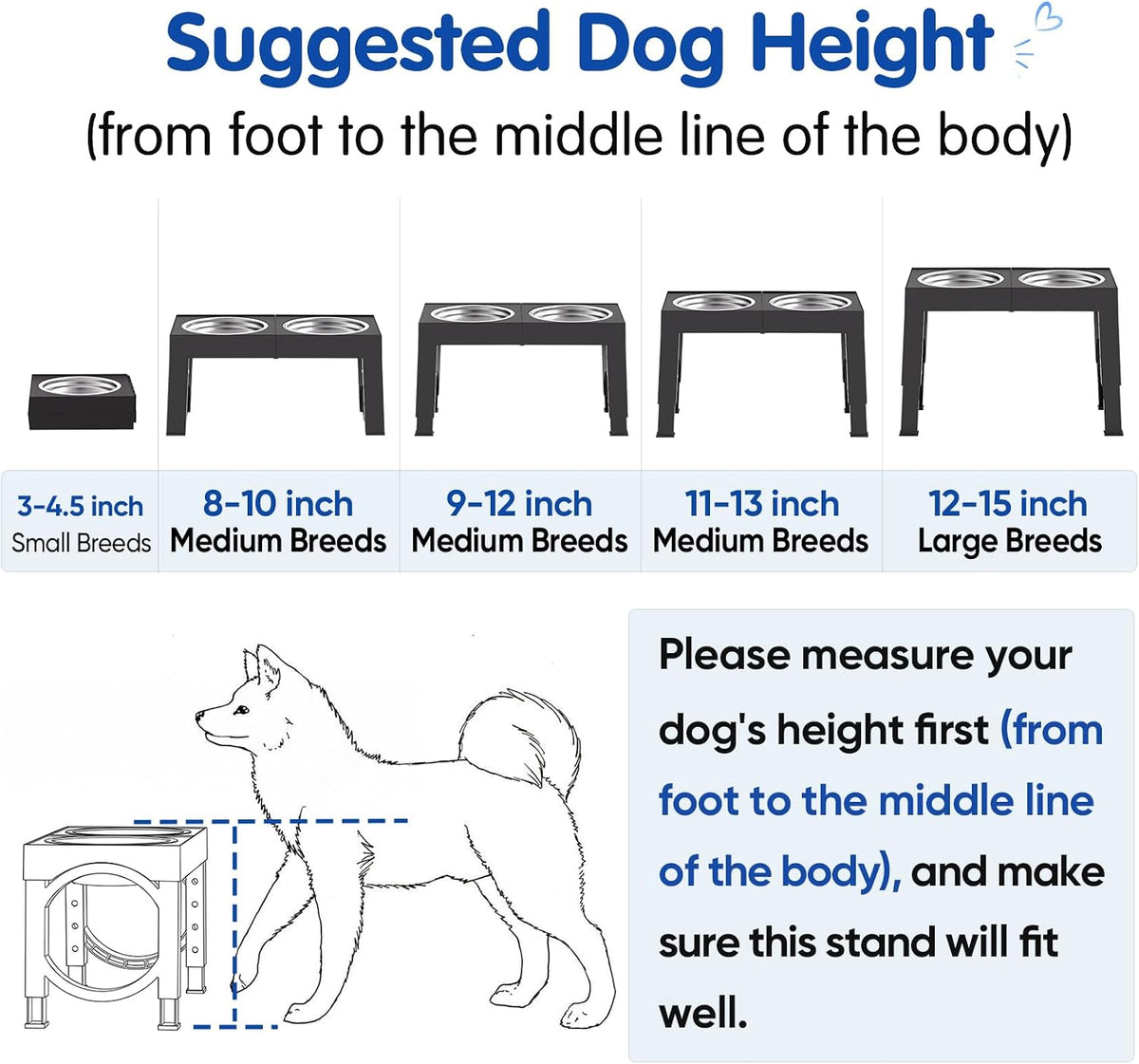 XIAZ Elevated Dog Bowls – Clean Line Raised Feeding Station in Neutral Tones, Adjustable 9 to 14 Inch Minimalist Pet Stand