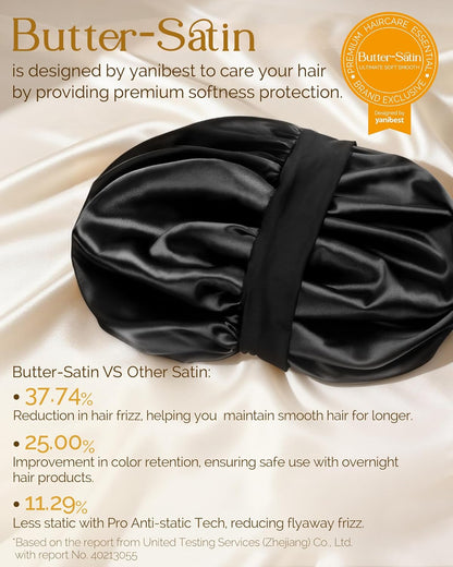 YANIBEST Lightweight Satin Bonnet for Natural Hair – Evening Wind Down Hair Ritual, Double Layer Unisex Sleep Cap
