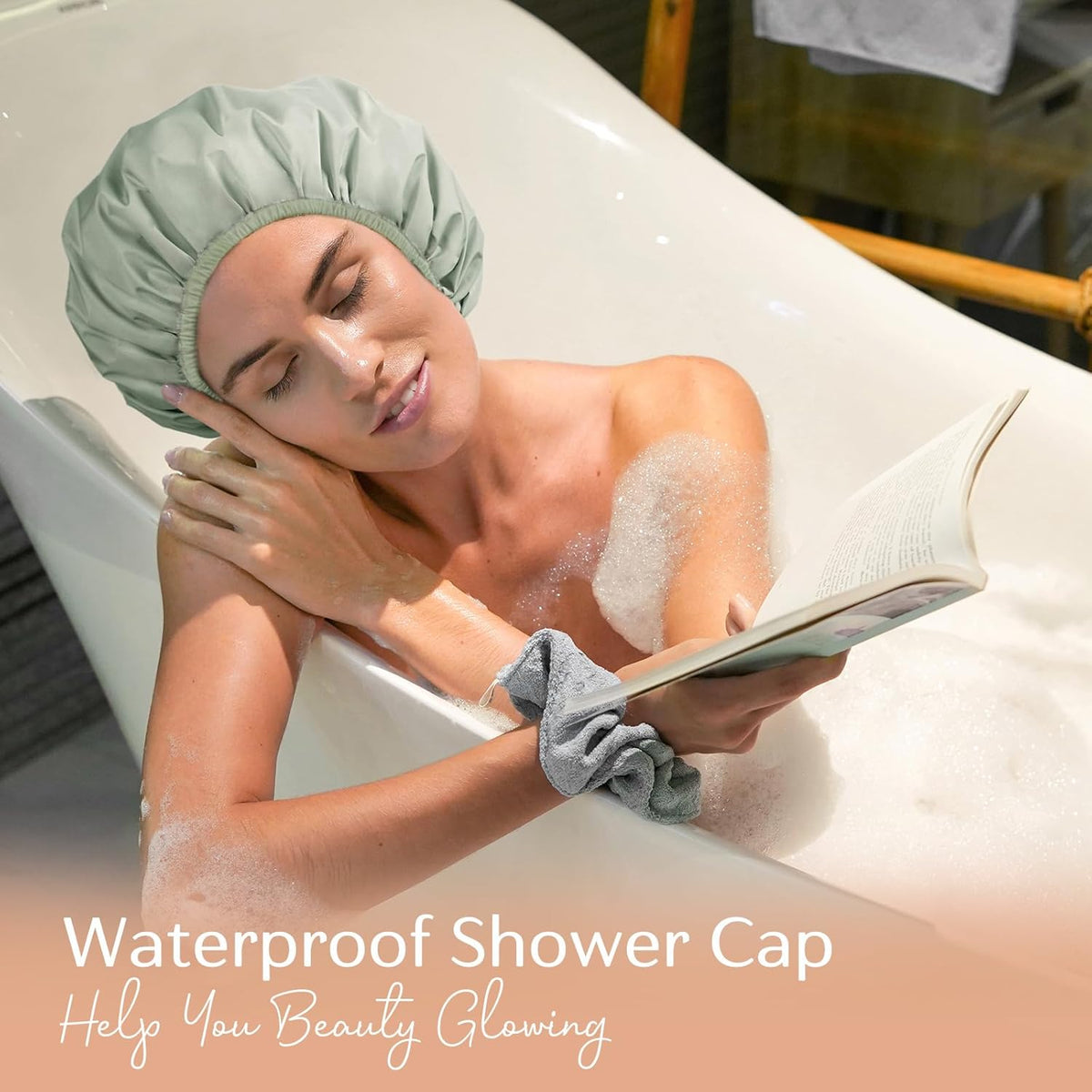 Yanibest Waterproof Shower Cap – Self-Care Night Must-Have for Women, Soft Elastic Band for Pressure-Free Wear